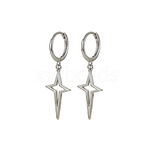 Anti-Tarnish Rhodium Plated 925 Sterling Silver Dangle Hoop Earrings for Women IR4666-2