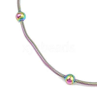 Ion Plating(IP) 304 Stainless Steel Round Snake Chain Necklaces STAS-G244-88B-M-1