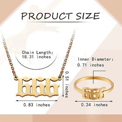 Number Pendant Necklace & Open Cuff Ring JX200A-1