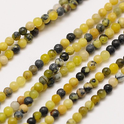 Natural Gemstone Yellow Turquoise(Jasper) Round Beads Strands G-A130-2mm-L01-1