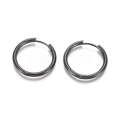 304 Stainless Steel Huggie Hoop Earrings EJEW-F111B-25mm-B-1
