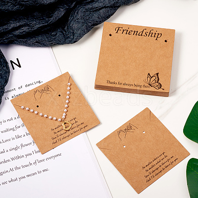 100Pcs 2 Styles Friendship Theme Kraft Paper Jewelry Display Cards CDIS-TA0001-24-1