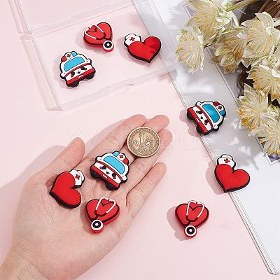 9Pcs 3 Style Hospital Theme Food Grade Eco-Friendly Silicone Focal Beads SIL-CA0001-35-1