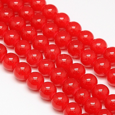 Imitation Jade Glass Round Bead Strands GLAA-A022C-10mm-M-1