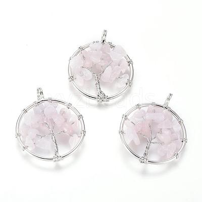 Natural Rose Quartz Pendants G-E419-08P-1