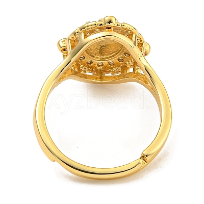 Oval with Saint Rack Plating Brass Micro Pave Cubic Zirconia Adjustable Rings RJEW-I105-04G-08-1