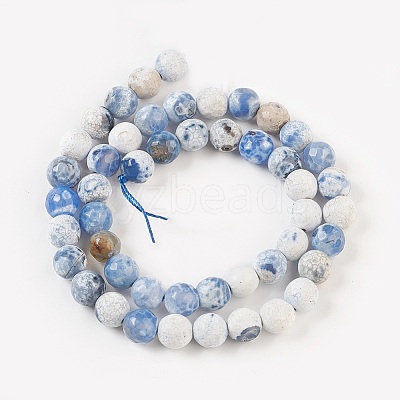 Faceted Natural Fire Crackle Agate Beads Strands X-G-F447-8mm-B09-1