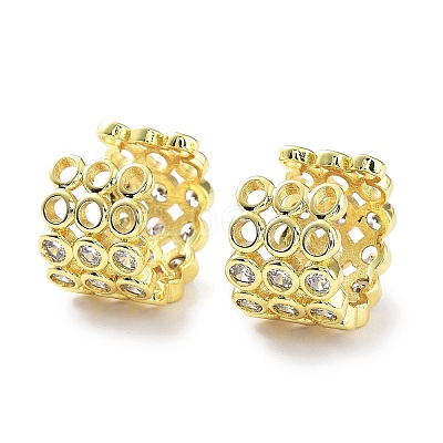Brass Micro Pave Cubic Zirconia Cuff Earrings for Women EJEW-D088-08G-1