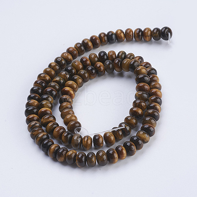 Grade AB Natural Tiger Eye Beads Strands G-P354-02-6x4mm-1