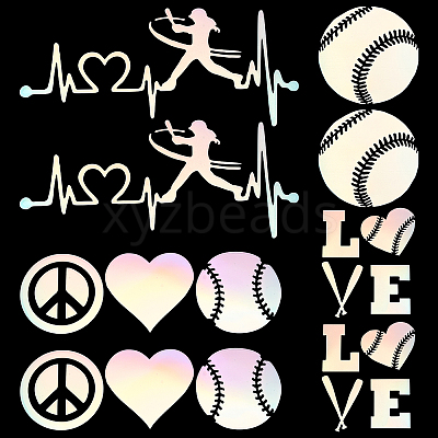 8 Sheets 4 Style Heart & Tennis Pattern Laser Style PET Waterproof Self-Adhesive Stickers STIC-GF0001-02C-1