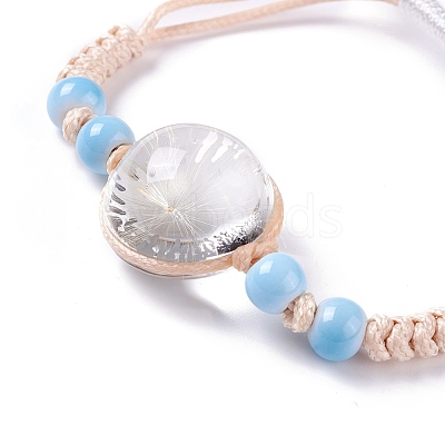 Handmade Dry Pressed Flower Link Bracelet for Girl Women BJEW-C004-01G-1