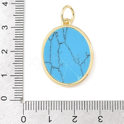 Brass & Synthetic Turquoise/Natural White Shell/Resin & ABS Plastic Pearl Pendants PL-CBA6938-10G-1
