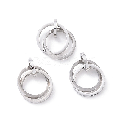 Non-Tarnish 304 Stainless Steel Interlocking Ring Pendants X-STAS-E090-90P-1