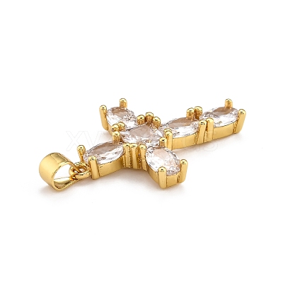Brass Micro Pave Clear Cubic Zirconia Pendants ZIRC-J025-41G-1