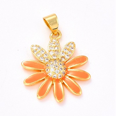 Real 18K Gold Plated Brass Micro Pave Cubic Zirconia Pendants ZIRC-L100-087G-08-1