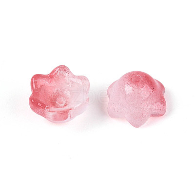 Transparent Two Tone Spray Painted Glass Bead Caps A-GLAA-Q089-002B-006-1