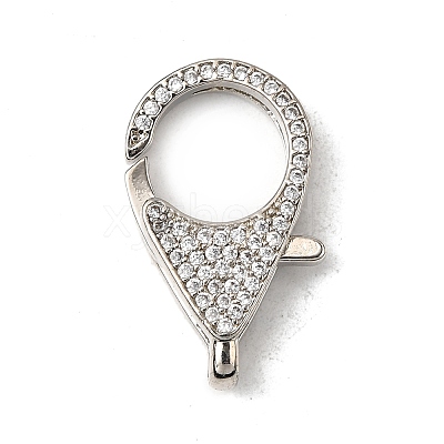 Brass Clear Cubic Zirconia Lobster Claw Clasps KK-Z078-49C-P-1