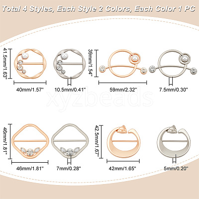 8Pcs 8 Style Alloy Resin Imitation Pearl Slide Buckles JEWB-GA0004-76-1
