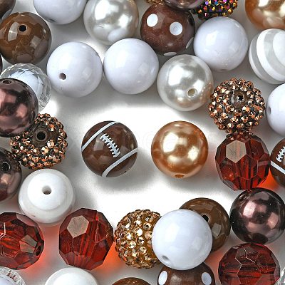 DIY Rugby Acrylic Beaded Keychain Pendant Decoration Making Kit MACR-CJC0004-18-1