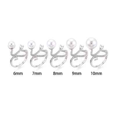 Curve Shape Brass Micro Pave Clear Cubic Zirconia Adjustable Ring Settings KK-T076-46P-1