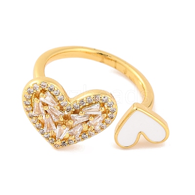 Brass Micro Pave Clear Cubic Zirconia Open Cuff Rings RJEW-U009-04F-G-1