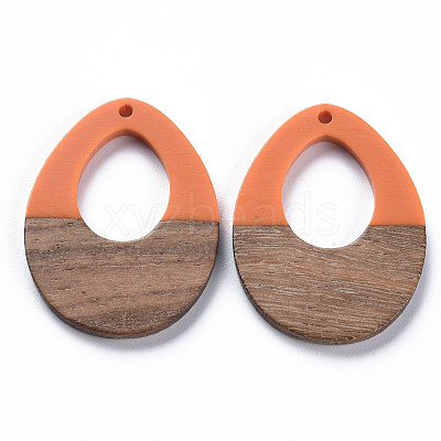 Opaque Resin & Walnut Wood Pendants RESI-T035-37E-1