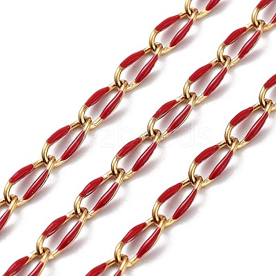 Ion Plating(IP) 304 Stainless Steel Enamel Twisted Oval Link Chains CHS-K019-02G-04-1