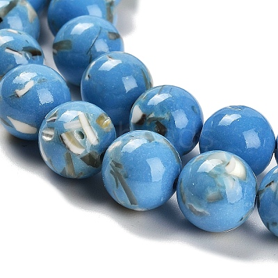 Assembled Synthetic Stone and Trochus Shell Beads Strands G-B128-08D-08-1