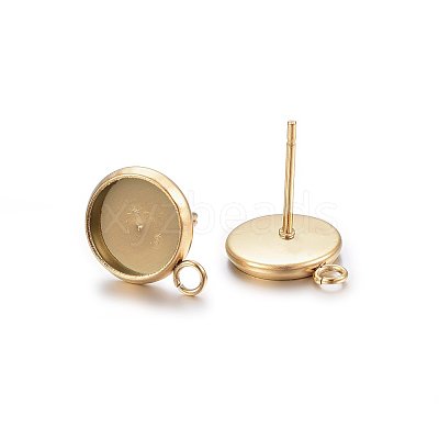 Ion Plating(IP) 304 Stainless Steel Stud Earring Settings STAS-H467-08G-12mm-1