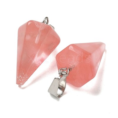 Cherry Quartz Glass Pendants G-B127-13P-06-1