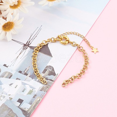 304 Stainless Steel Rolo Chain Bracelet Makings AJEW-JB00939-1
