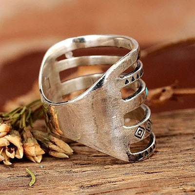 Alloy with Synthetic Turquoise Finger Rings FS-WG0500F-04-1