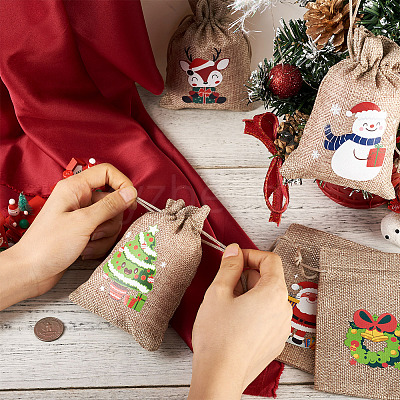 30Pcs 15 Styles Rectangle Jute Cloth Storage Pouches ABAG-KS0001-03-1