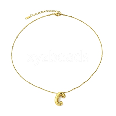 Ion Plating(IP) Initial Letter 304 Stainless Steel Pendant Necklace NJEW-R265-05G-C-1