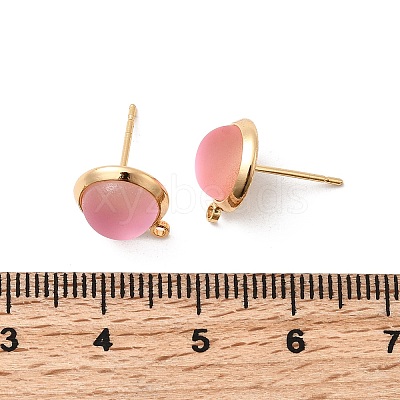 Brass Glass Stud Earrings KK-F916-05G-1