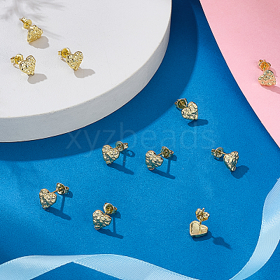 10 Pairs Brass Stud Earrings EJEW-PH0001-52B-1