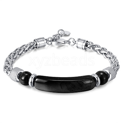 Dyed Natural Tiger Eye Curved Rectangle Link Bracelet SB0264-1-1