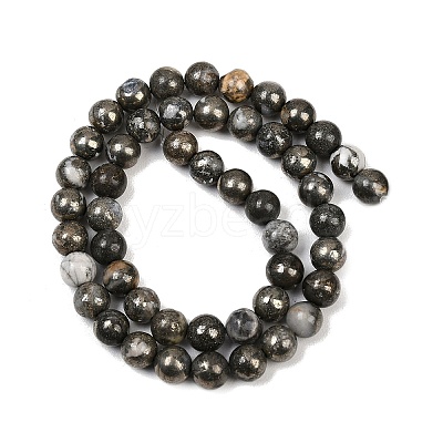 Natural Pyrite Beads Strands G-G839-01-8mm-1