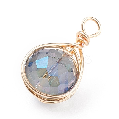 Electroplate Glass Pendants PALLOY-JF01080-1