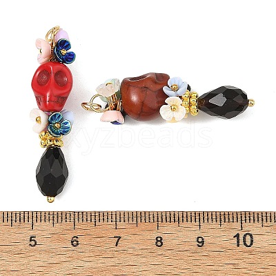 Dyed Synthetic Turquoise and Glass Beaded Pendants PALLOY-JF06046-1