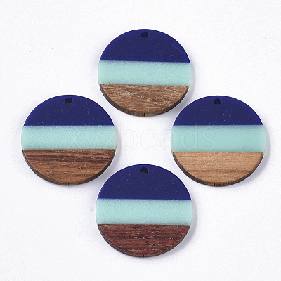Tri-color Resin & Walnut Wood Pendants RESI-S358-78K-1