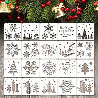 20Pcs Christmas PET Painting Stencils LS-DIY-D001-10-1
