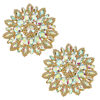 2Pcs Alloy with Rhinestone Handicraft Beading Appliques AJEW-FG0004-29A-1