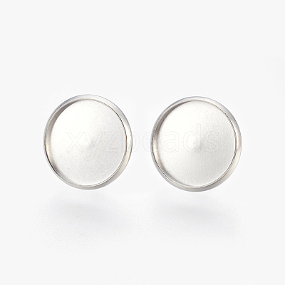 Tarnish Resistant Eco-Friendly 316 Surgical Stainless Steel Stud Earring Settings STAS-F181-01P-14mm-1