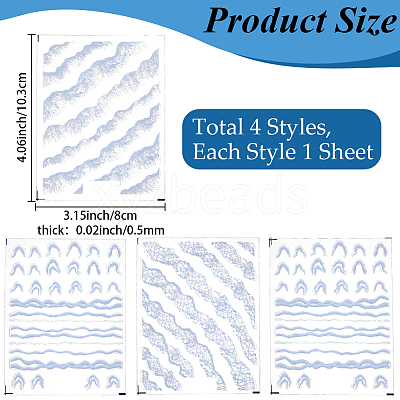 4 Sheets 4 Styles Plastic Nail Art Stickers MRMJ-SP0001-34-1