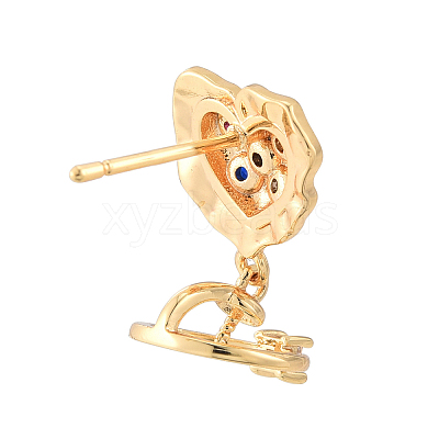 Brass Pave Colorful Cubic Zirconia Stud Earring Findings KK-N216-545-1