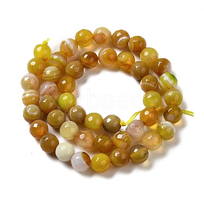 Natural Striped Agate/Banded Agate Beads Strands G-A246-8mm-01-1