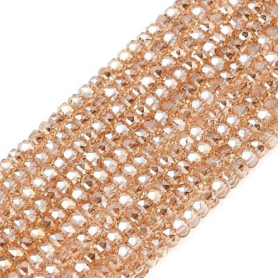 Electroplate Glass Beads Strands GLAA-Q105-03O-1