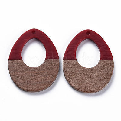 Opaque Resin & Walnut Wood Pendants RESI-T035-37A-1