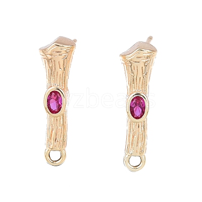 Brass Micro Pave Cubic Zirconia Stud Earring Findings KK-T062-247G-03-1